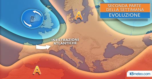 Tendenza meteo per il resto della settimana