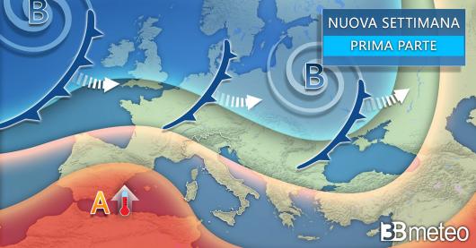 Tendenza meteo prima parte della prossima settimana