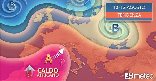 Tendenza meteo: proiezione 10-12 agosto