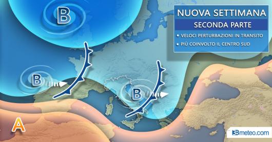 Tendenza meteo seconda parte della prossima settimana
