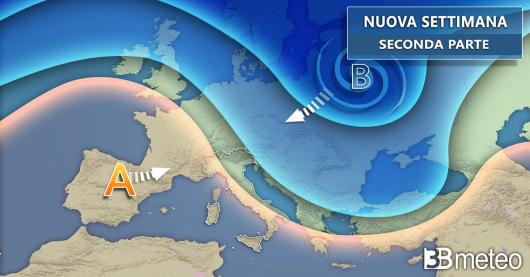 Tendenza meteo seconda parte della prossima settimana