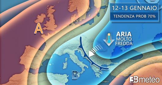  Tendenza meteo tra domenica prossima e lunedì su Europa e Italia