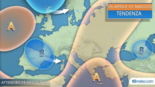 Tendenza meteo tra il 25 aprile e il 1 maggio