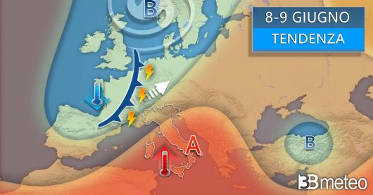 Tendenza meteo weekend 8-9 giugno