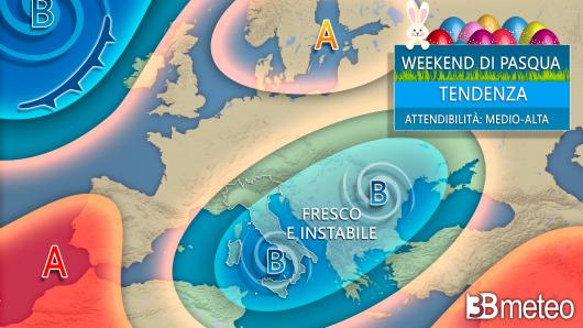Tendenza meteo weekend di Pasqua: situazione generale
