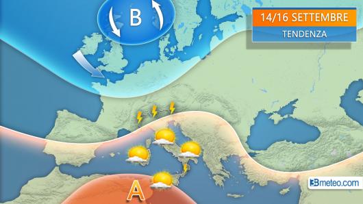 Tendenza per il weekend. ATTENDIBILITÀ: BASSA