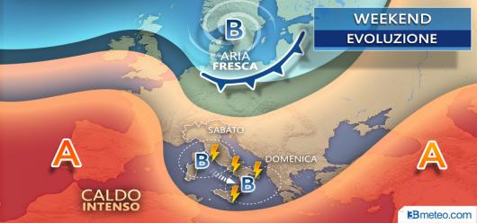 Tendenza per il weekend sull'Italia