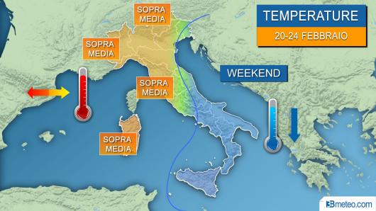 Tendenza temperature fino al weekend