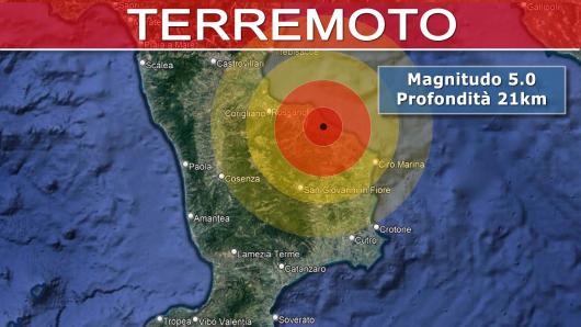Terremoto in Calabria, magnitudo 5.0