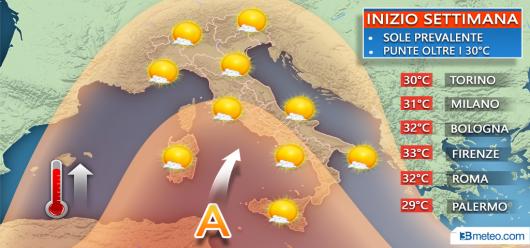 Torna l'alta pressione con caldo in aumento