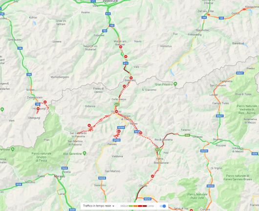 Traffico in tempo reale: chiusa Autostrada del Brennero