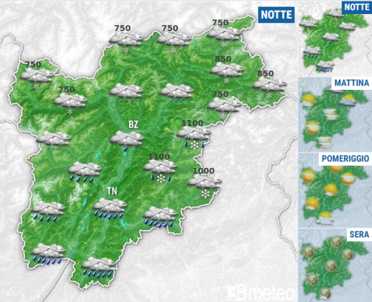 Trentino: perturbazione tra 19 e 20 dicembre