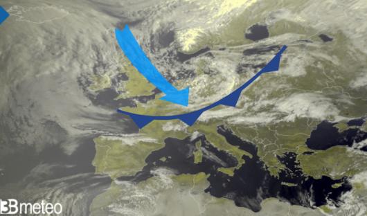 Ultima immagine dal sat di Europa e Mediterraneo, fronte in avvicinamento