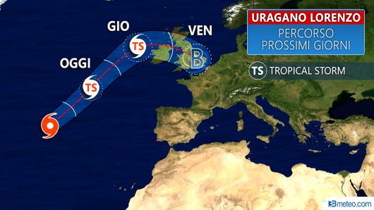 uragano Lorenzo, percorso