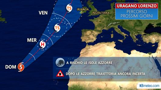 Uragano Lorenzo: track prevista per i prossimi giorni