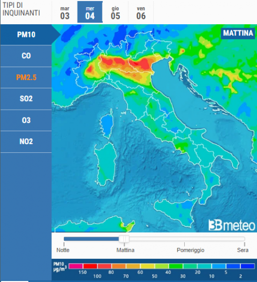 Valori PM10 - 4 gennaio 2023