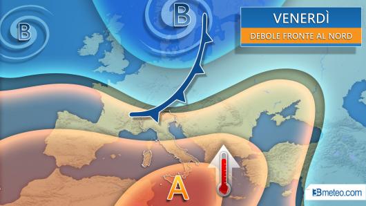 Venerdì debole fronte interessa il Nord