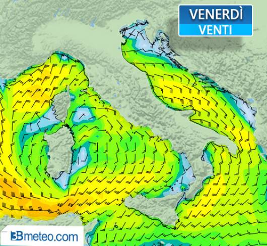 Venti attesi venerdì