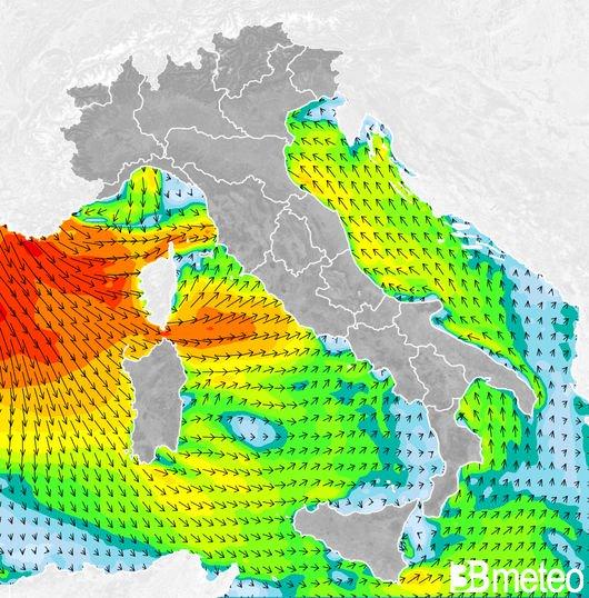 Venti forti sull'Italia Lunedì