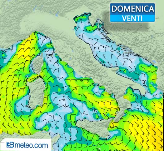 Venti previsti domenica