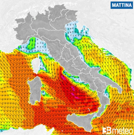 Venti previsti nella notte tra mercoledì e giovedì