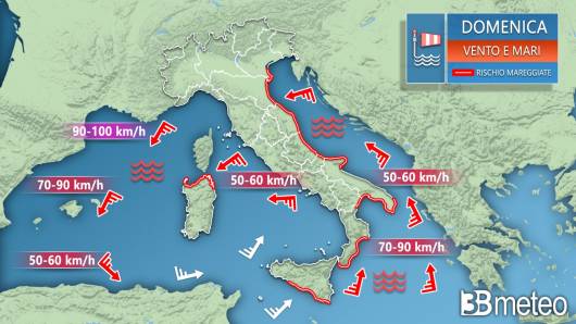 Venti previsti per domenica
