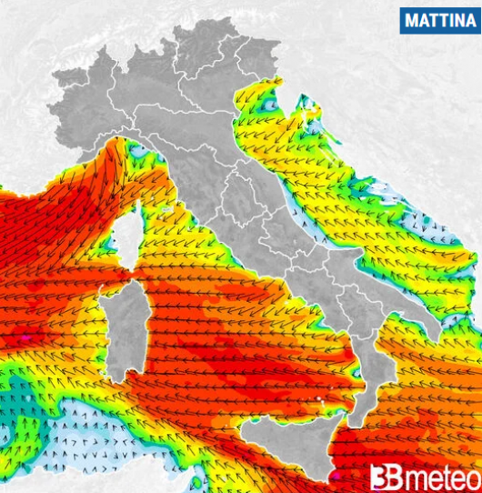 Venti previsti per martedì mattina