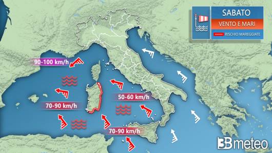 Venti previsti per sabato