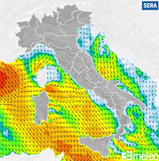 Venti previsti per venerdì sera