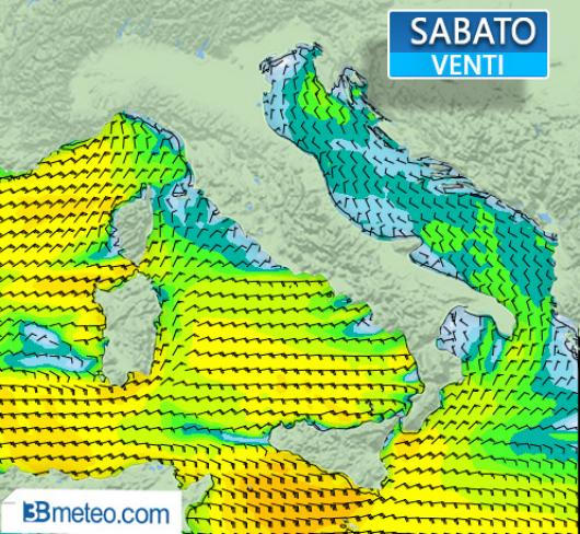 Venti previsti sabato