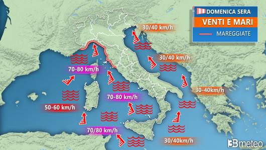 Vento forte da domenica sera