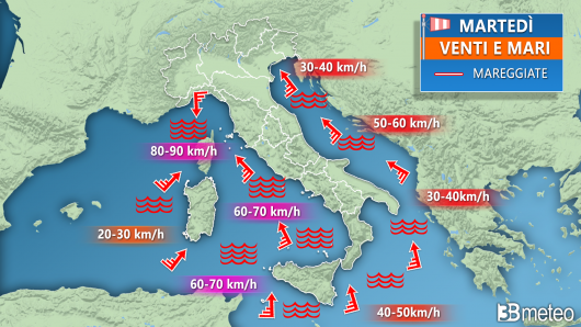Vento forti in arrivo martedì