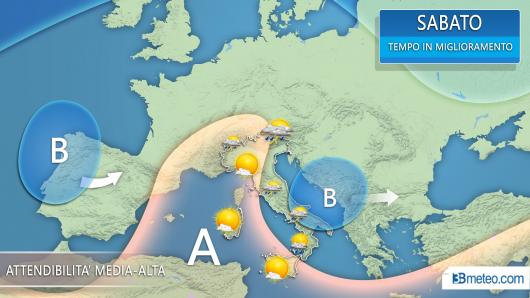 Vortice in allontanamento sabato