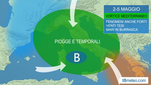 vortice mediterraneo in settimana