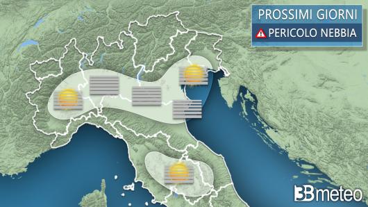 Zone interessate dalla nebbia e dallo smog nei prossimi giorni