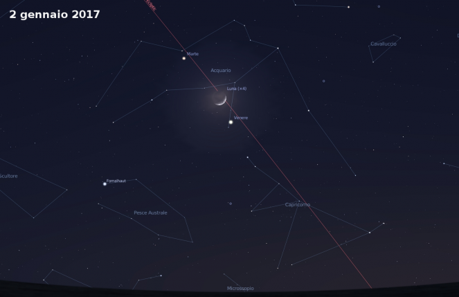 2 Gennaio: congiunzione Luna-Venere