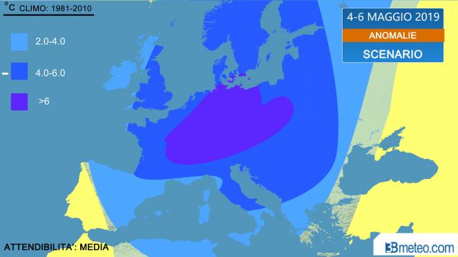 4-6 Maggio: anomalie termiche previste in Europa