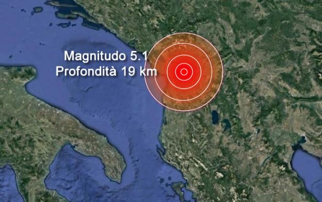 Albania forte terremoto di magnitudo 5.1 avvertito anche in Italia in Puglia