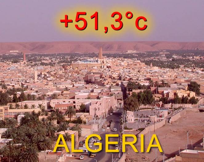Algeria - Record di temperatura, raggiunti +51,3°c