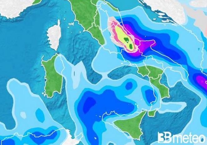 Allerta maltempo su Abruzzo e Molise, le piogge e nevicate previste