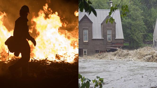 alluvioni storiche in Virginia, incendi in California