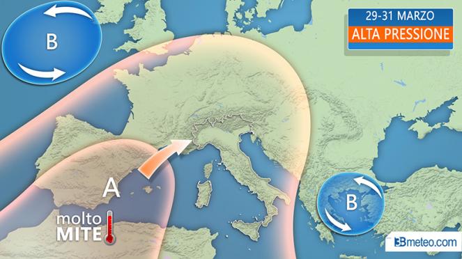 Alta pressione su mezza Europa tra mercoledì e venerdì