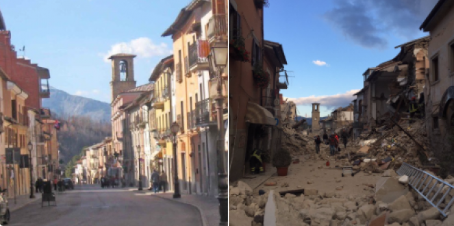 Amatrice prima e dopo il terremoto
