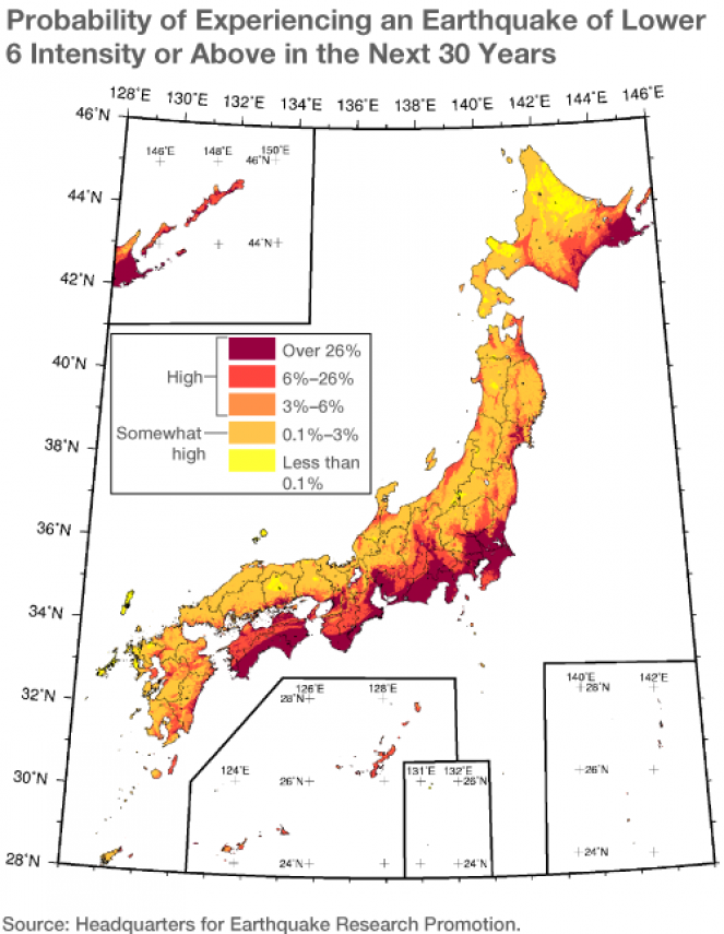 Analisi probabilistica di un nuovo grande terremoto in Giappone nei prossimi 30 anni