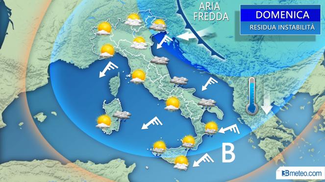 Ancora qualche pioggia sul medio basso Adriatico, Sud e Isole Maggiori