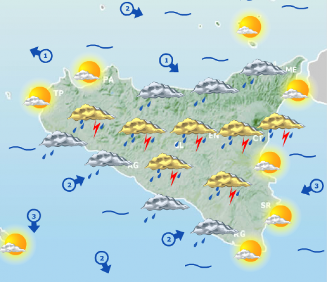 Ancora temporali pomeridiani in Sicilia