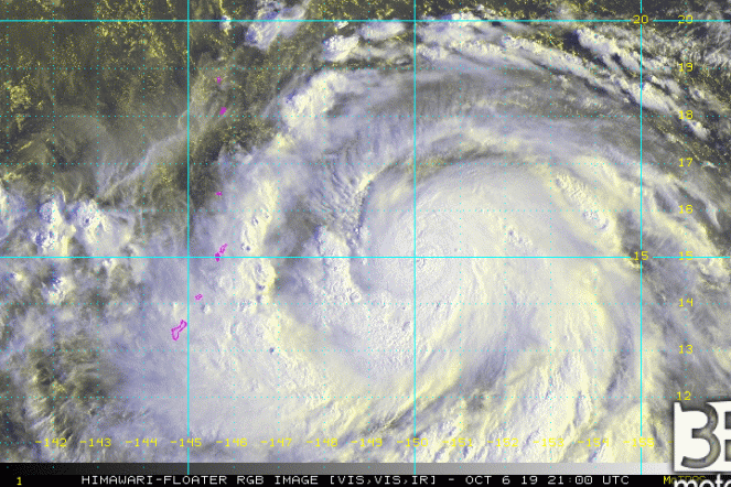 Animazione sat del tifone Hagibis delle ultime ore