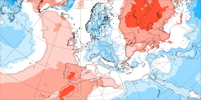 Anomalia di temperatura al suolo attesa per la settimana 3-10 aprile 