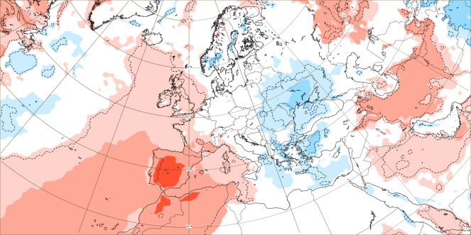 Anomalia di temperatura attesa nella settimana 15-22 maggio