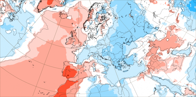 Anomalia di temperatura attesa nella settimana 8-15 maggio